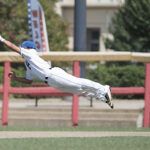 NBC World Series Thursday August 11, 2016 Santa Barbara Foresters vs Northwest WA Honkers Hank LoForte with a diving attempt on a base hit in the 3rd inning